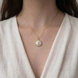 CHANEL CC Repurposed Necklace - White
